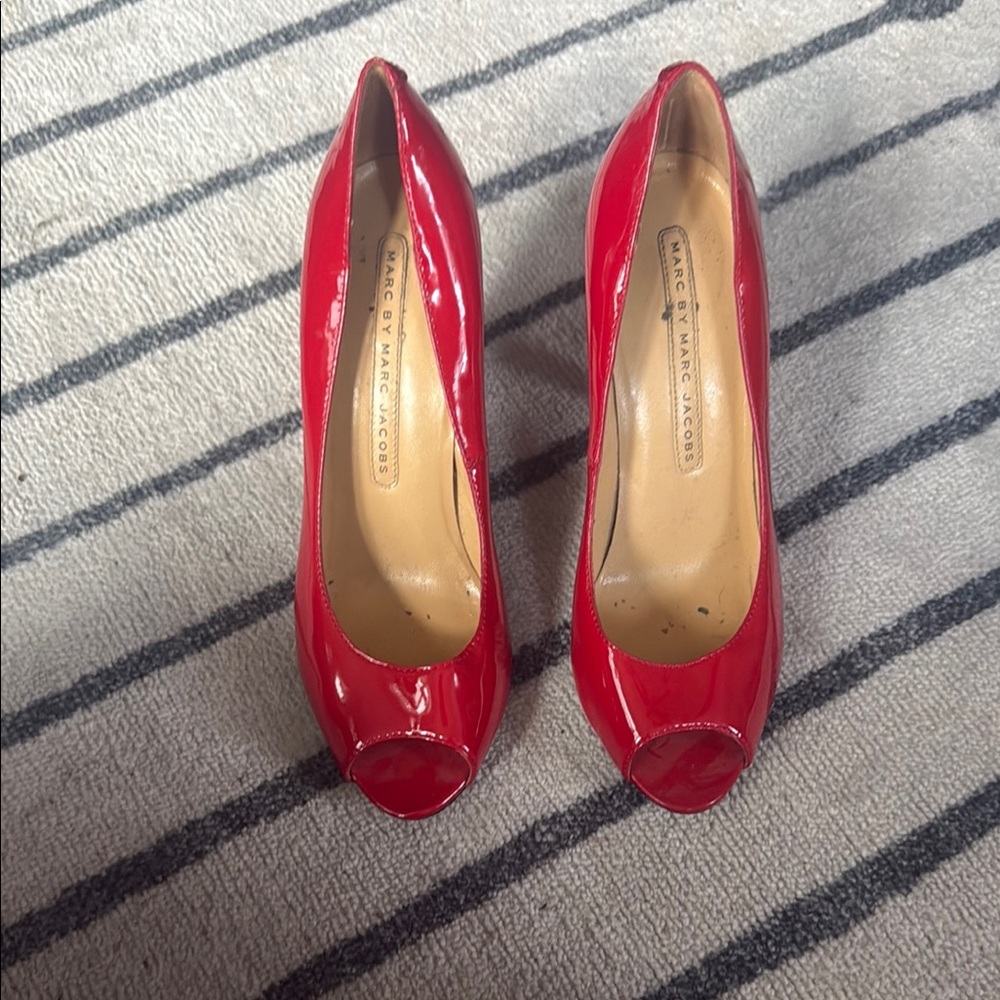 Marc By Marc Jacobs Red Peep Toe Heels